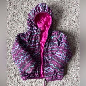 Pink North Face Girls Reversible Jacket 12-18 month Pink/Maroon/Teal